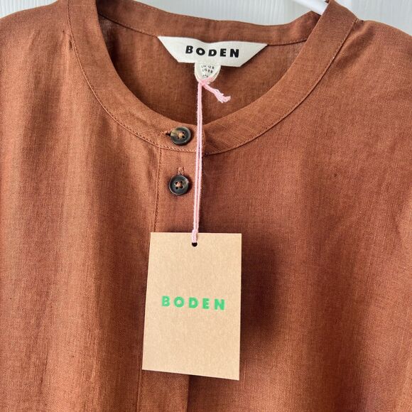 Boden Mae Linen Blend Shirt Dress Russet-Size 8R - Picture 11 of 11